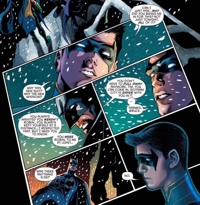 One of the many emotional talks Bruce and Tim have in Detective Comics.